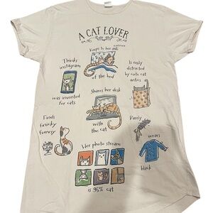 Cat Lover Graphic Dress - Cream - one size- see measurements in pictures